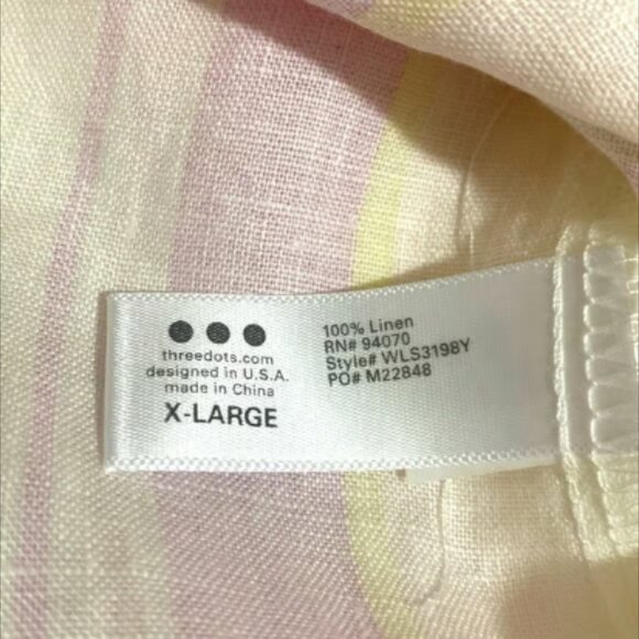 THREE DOTS Women's 100% Linen Striped Sleeveless Blouse Size XL - Picture 4 of 5